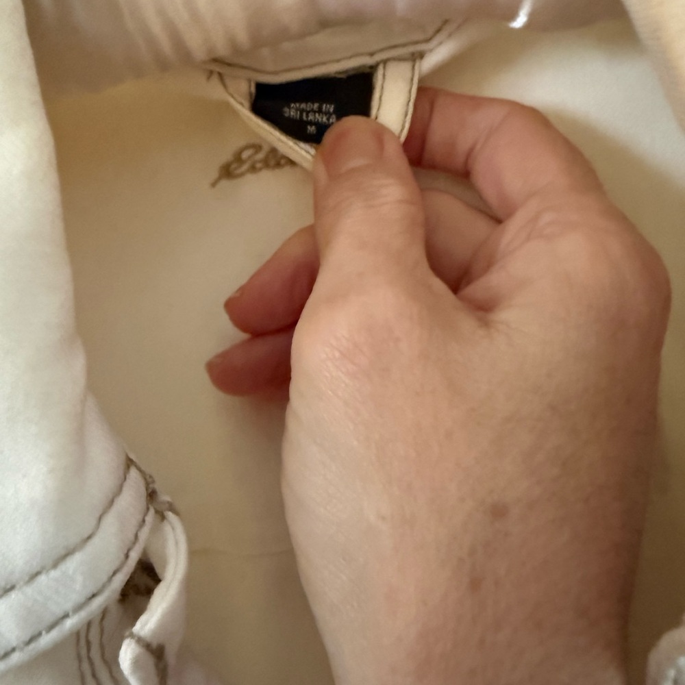 Eddie Bauer White Denim Jacket - Button-Front Jean Jacket - Picture 4 of 5